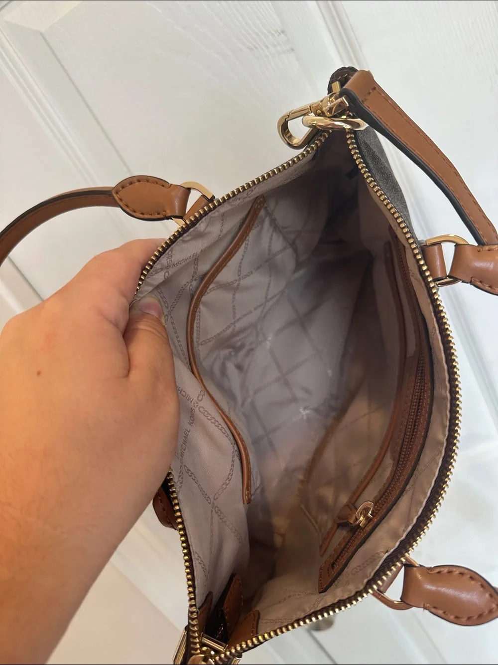 Michael Kors Brown Satchel with Tan Accents